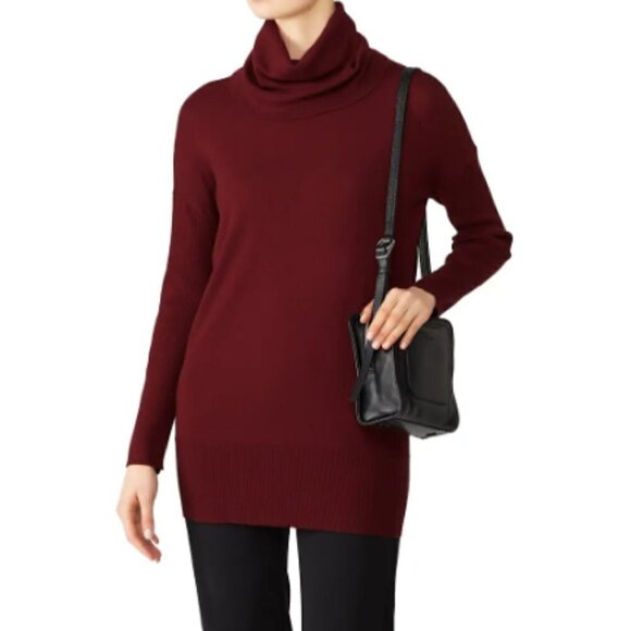 Josie Natori Cowl Neck Tunic Sweater in Wine sz M - Picture 1 of 6